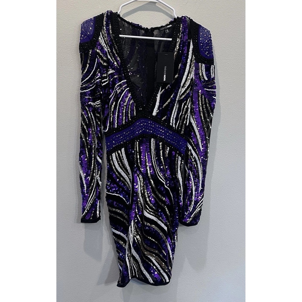 NWT Fashion Nova Women's Medium Multi Color Sequin Dress PROM Party News Year - Picture 2 of 12